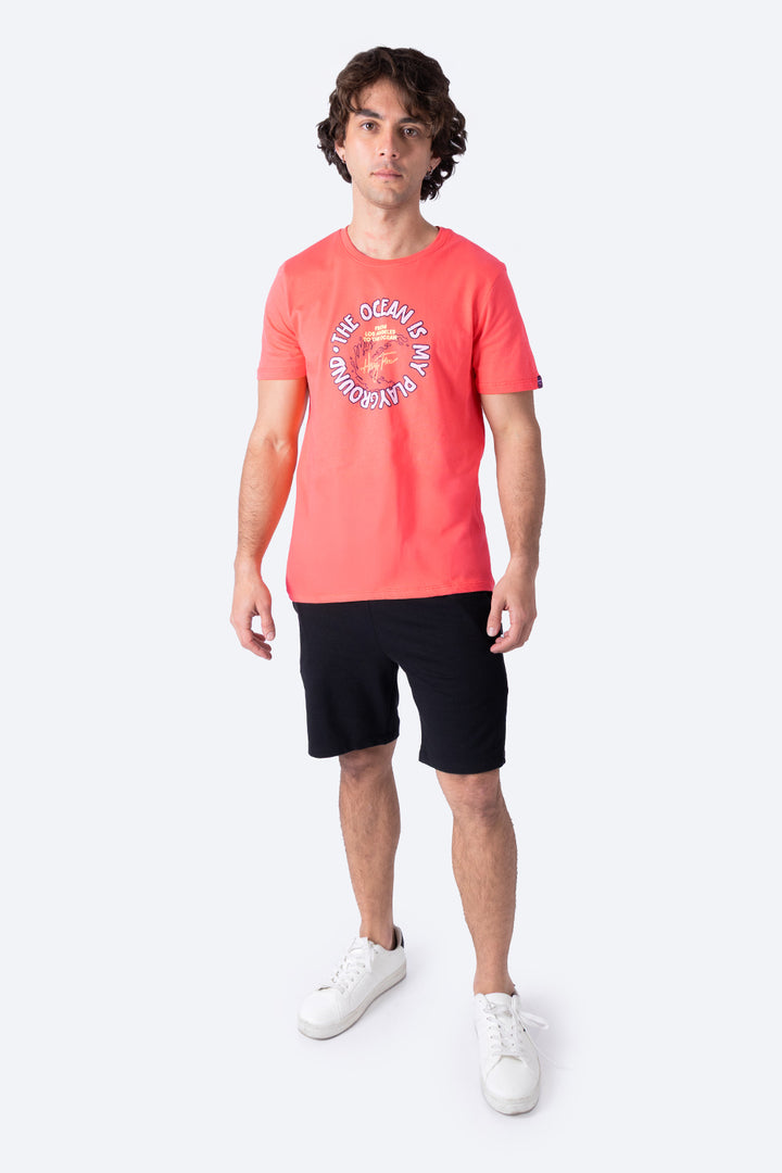 T-shirt coral "The ocean is my playground"  - Hang Ten 