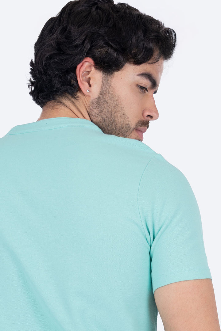 Playera tipo henley aqua  - Hang Ten 