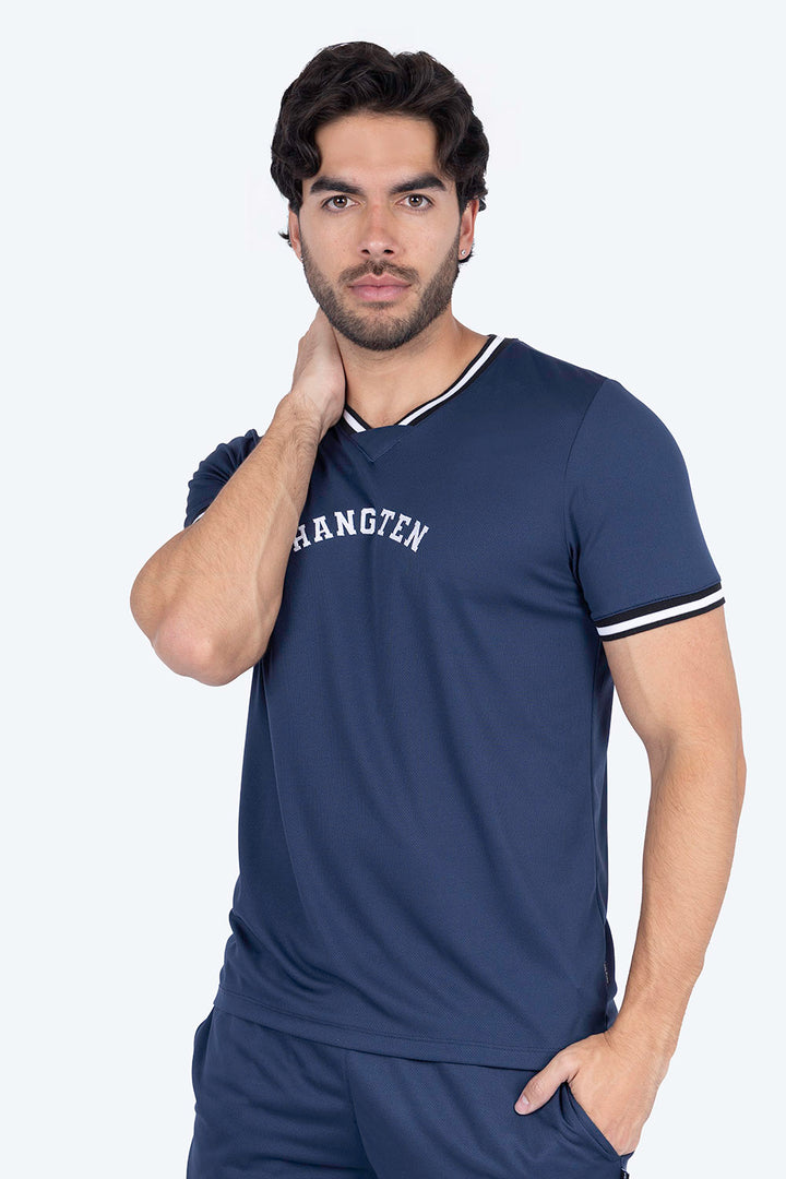 Playera deportiva azul marino cuello V - Hang Ten