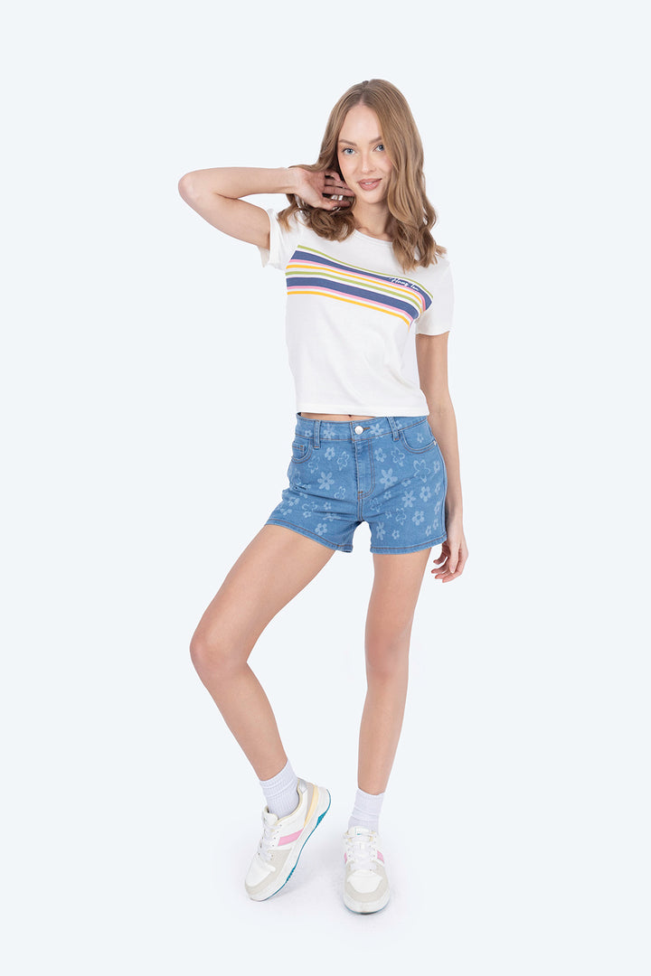 Playera beige con franjas azules - Hang Ten