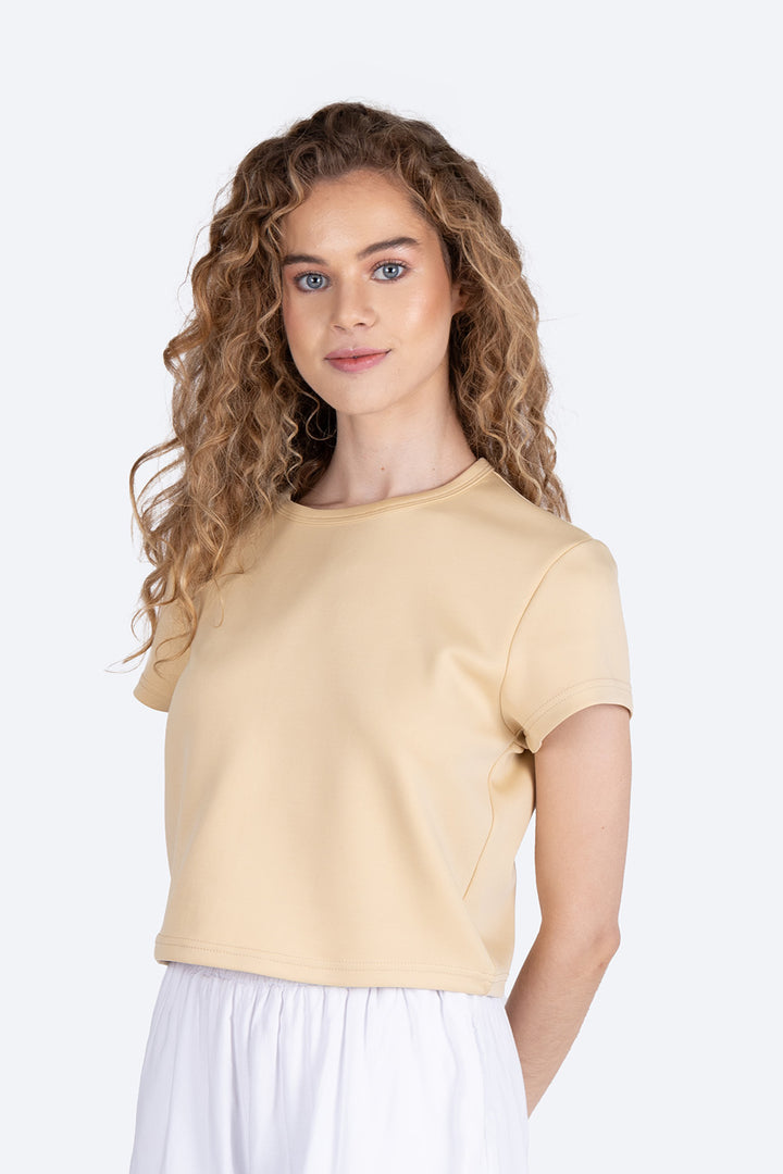 Playera beige cuello redondo - Hang Ten 