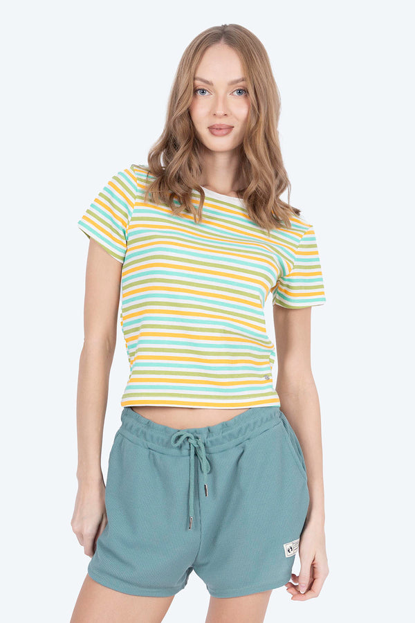 Playera rayada verde con amarillo - Hang Ten