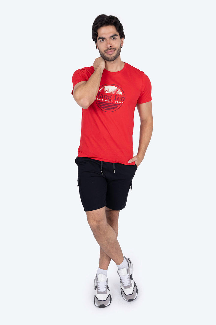 T-shirt roja "Santa Monica Beach" - Hang Ten 