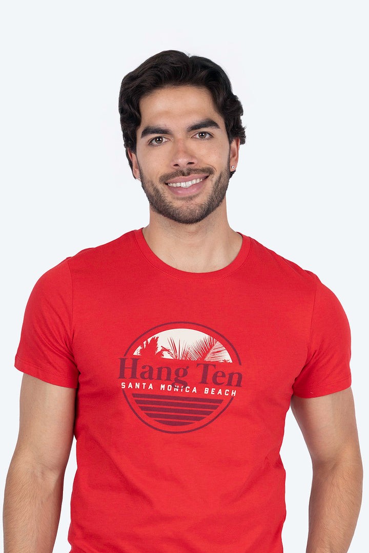 T-shirt roja "Santa Monica Beach" - Hang Ten 