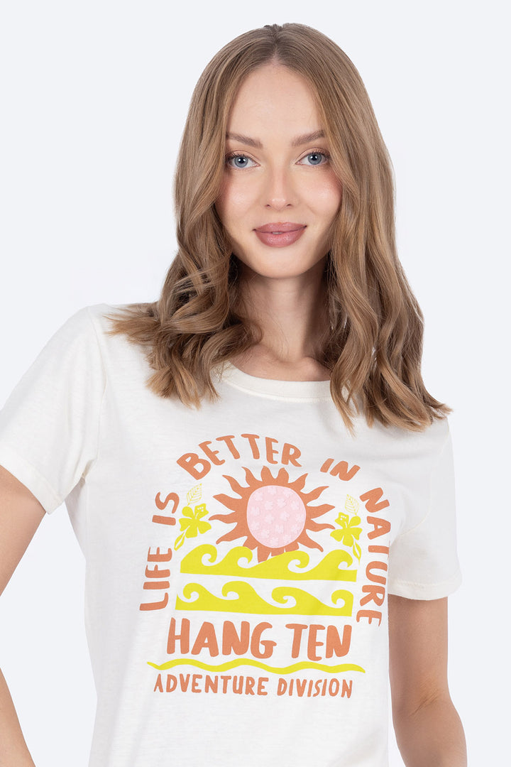 Playera beige manga corta Life is Better in Nature - Hang Ten