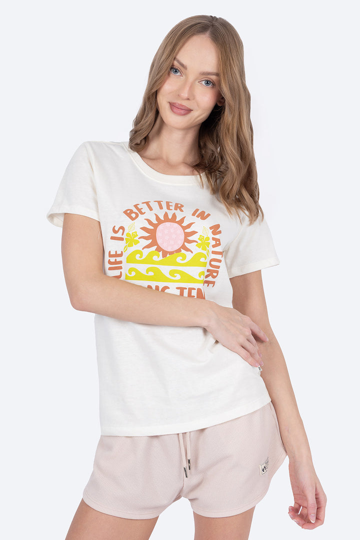 Playera beige manga corta Life is Better in Nature - Hang Ten