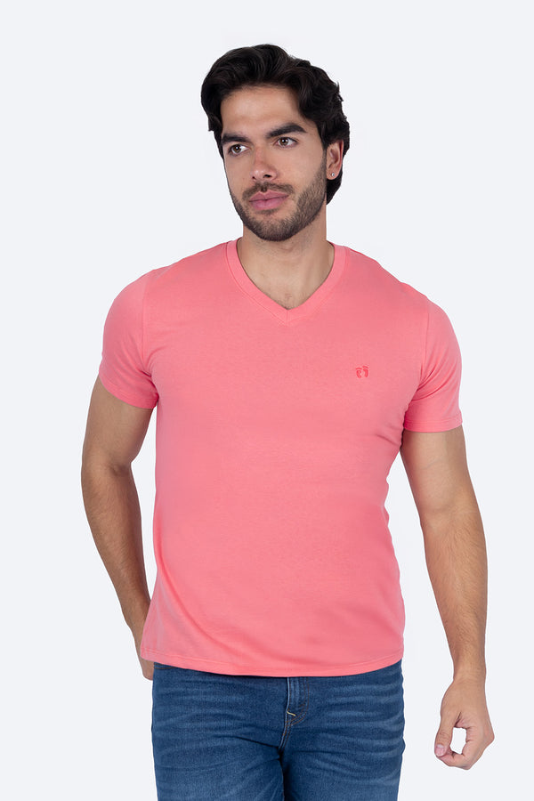 Playera básica coral cuello V - Hang Ten 