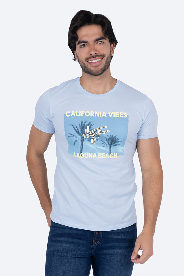 Playera azul manga corta con estampado - Hang Ten 