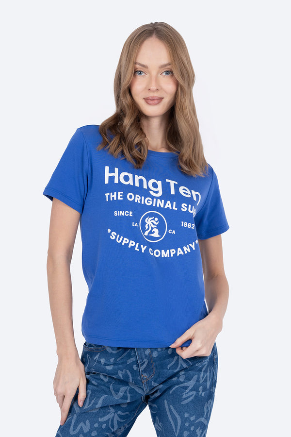 Playera azul con estampado blanco - Hang Ten