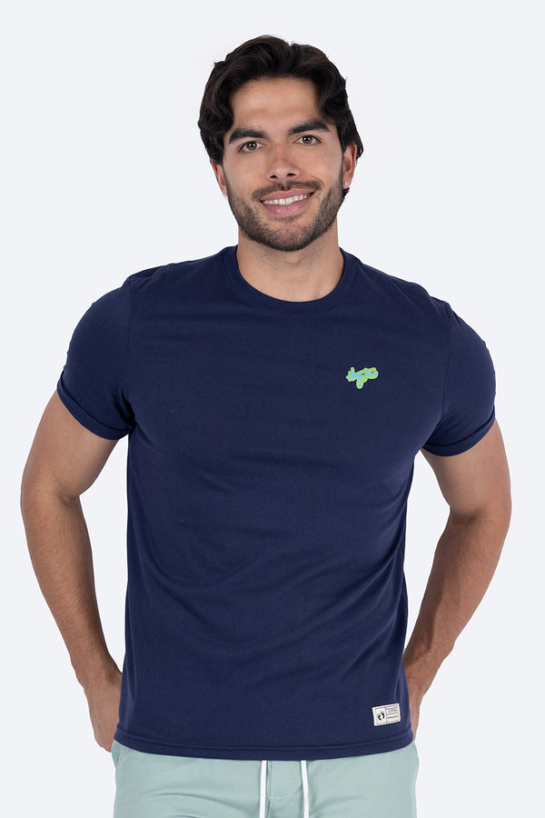 Playera azul marino cuello redondo mini firma Hang Ten - Hang Ten 