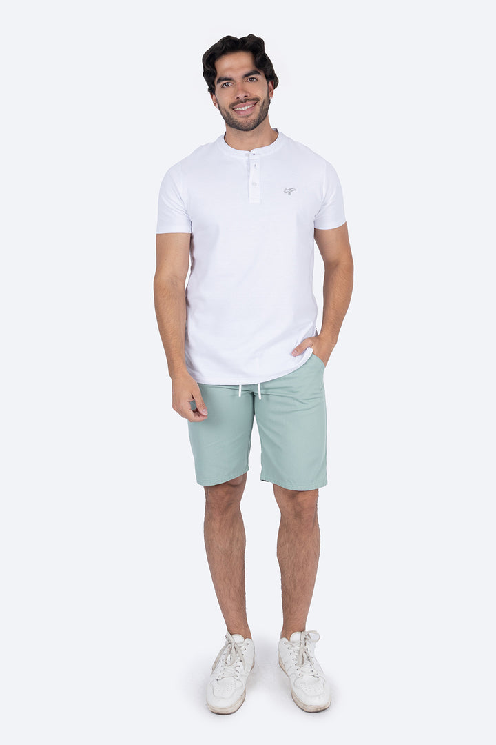 Playera tipo henley blanca  - Hang Ten 