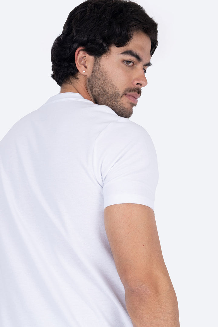Playera tipo henley blanca  - Hang Ten 