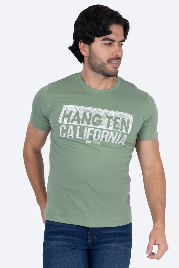 T-shirt verde "California" - Hang Ten 