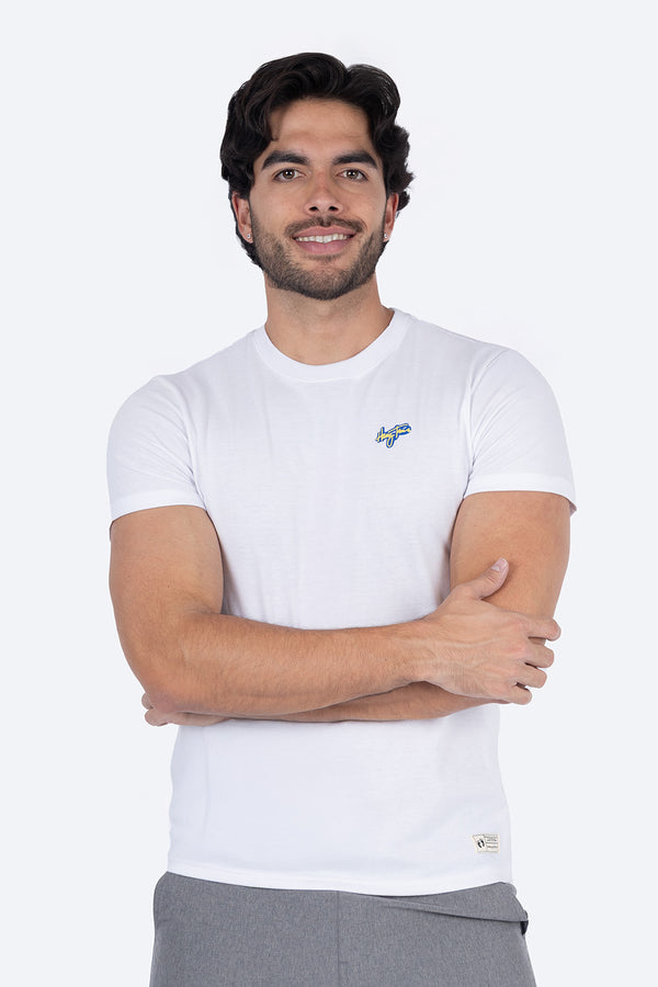 Playera blanca cuello redondo mini firma Hang Ten - Hang Ten 