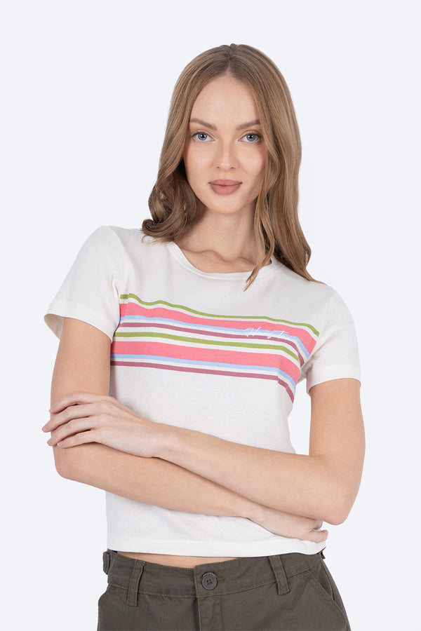 Playera beige con franjas rosas - Hang Ten