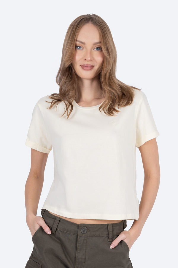 Playera beige básica boxy  - Hang Ten