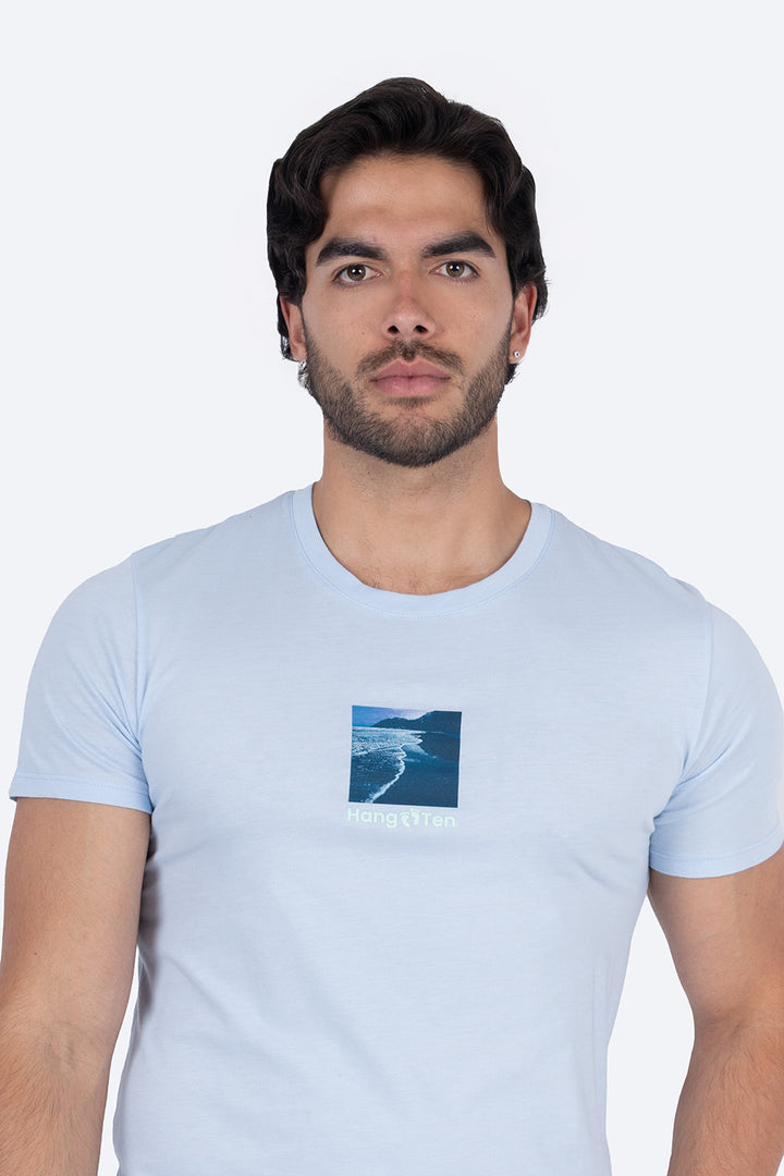 Playera azul claro con estampado Huntington Beach - Hang Ten 