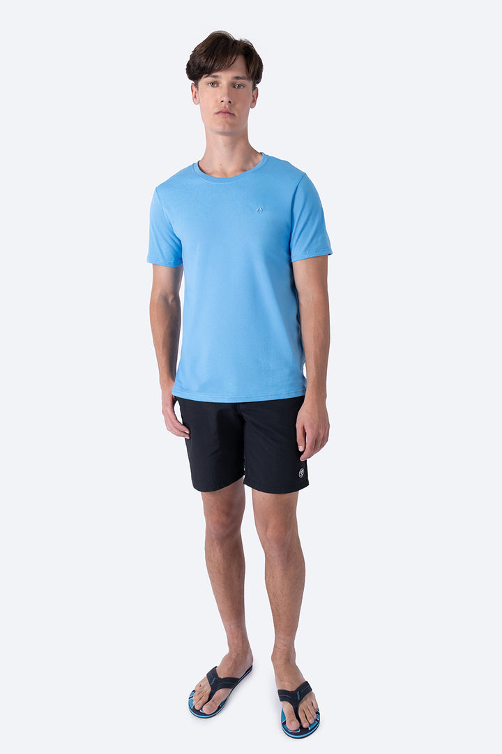 Playera básica cuello redondo azul medio - Hang Ten 