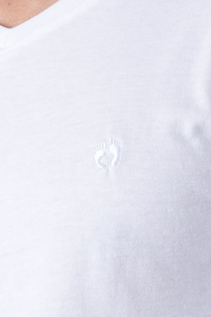 Playera básica cuello v blanca  - Hang Ten 