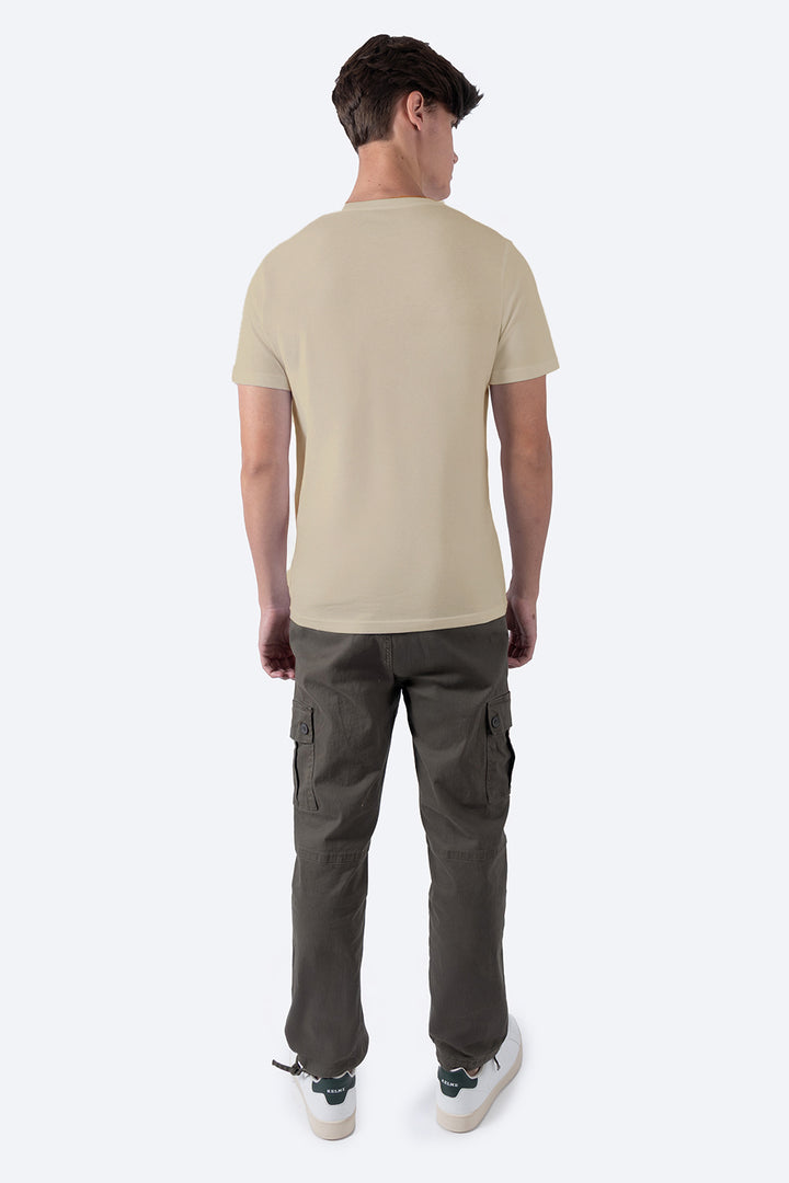 Playera básica cuello v beige  - Hang Ten 