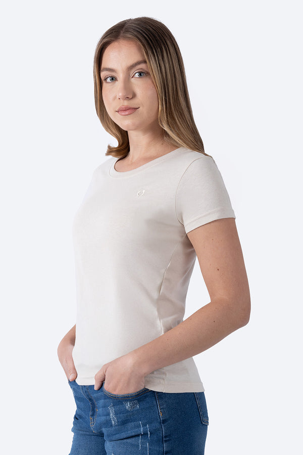 Playera básica beige cuello redondo - Hang Ten