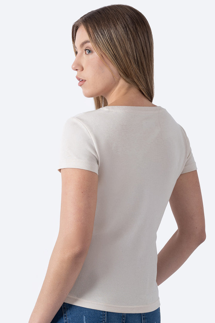 Playera básica beige cuello redondo - Hang Ten