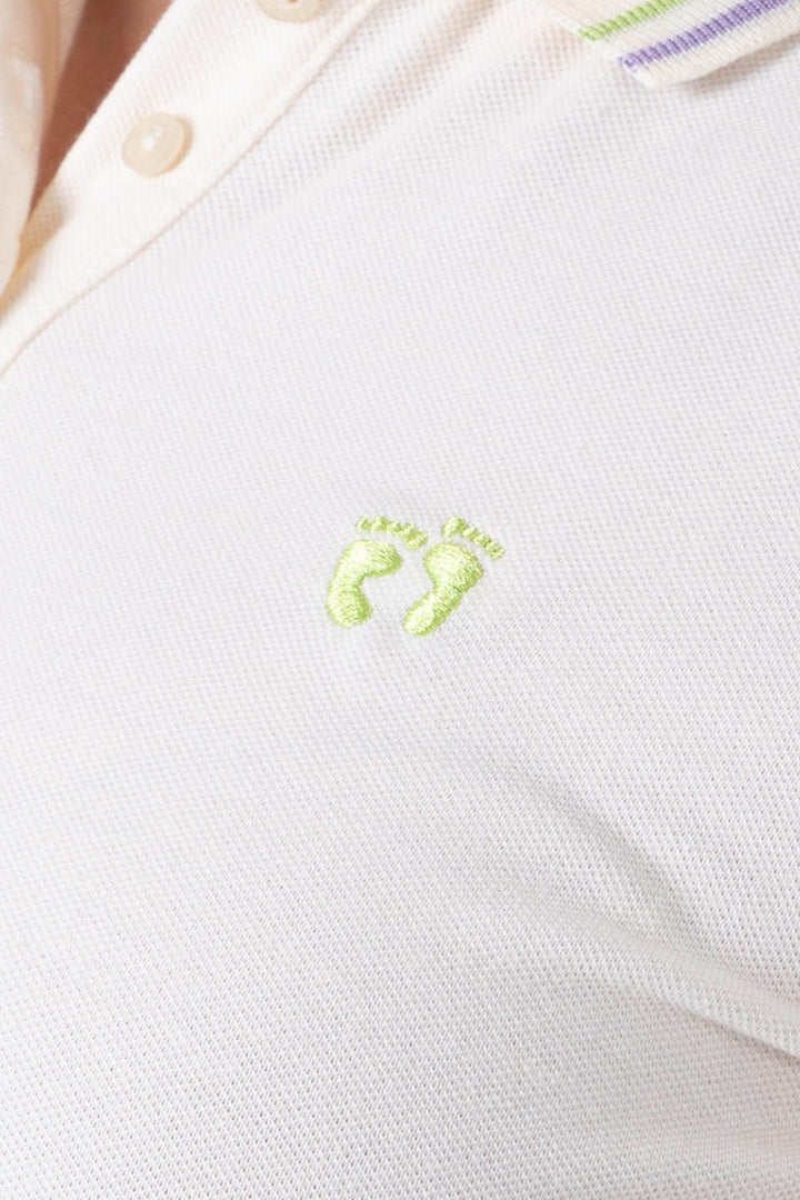 Polo piqué beige filos contraste verde y lila - Hang Ten