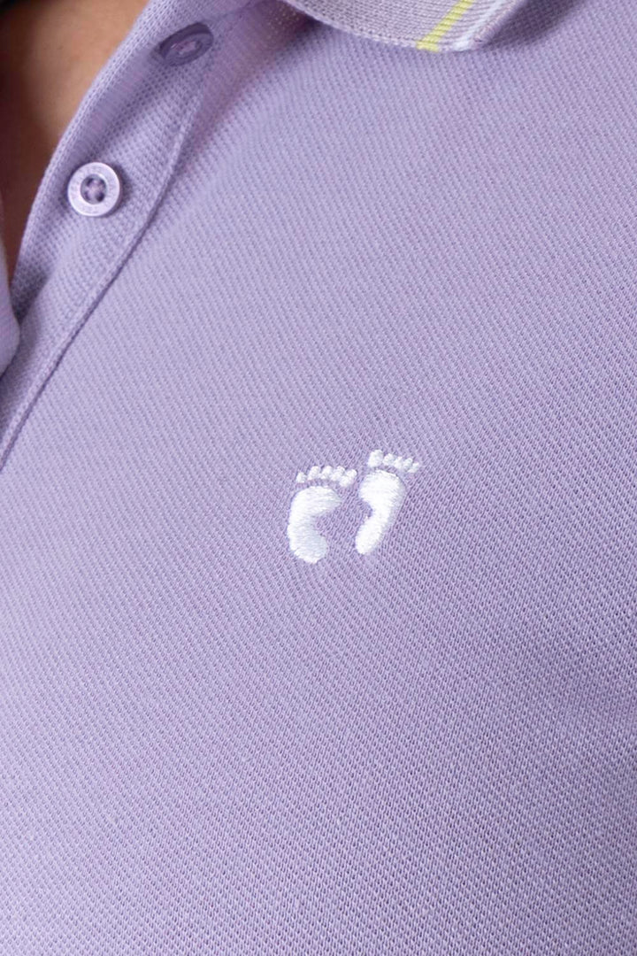 Polo piqué morado claro filos contraste verde y blanco - Hang Ten