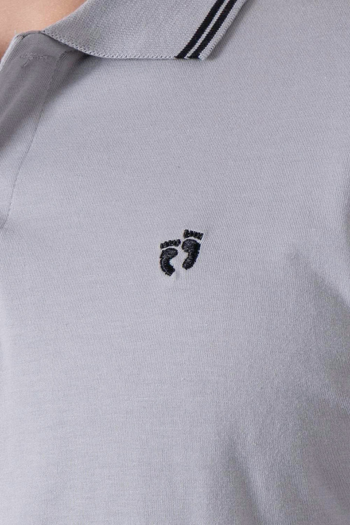 Polo chifón gris filos a contraste negro - Hang Ten 