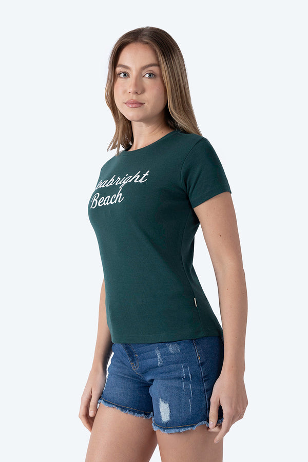Playera verde oscuro estampado Seabright Beach - Hang Ten
