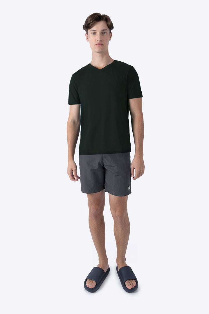 Playera básica cuello v negra  - Hang Ten 