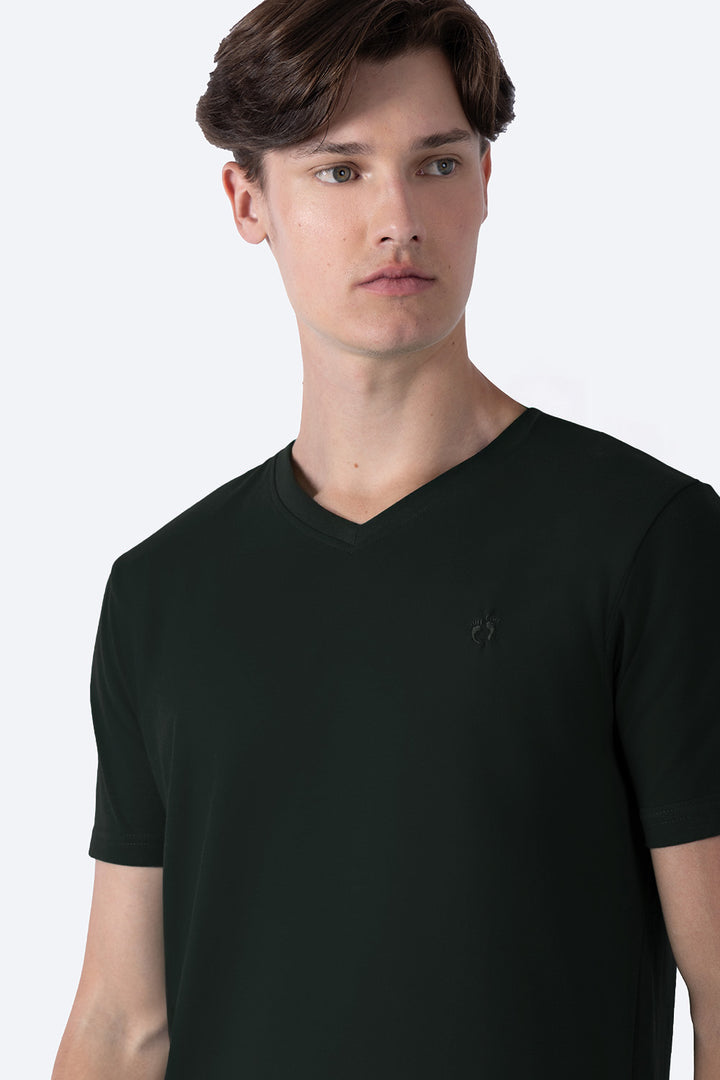 Playera básica cuello v negra  - Hang Ten 