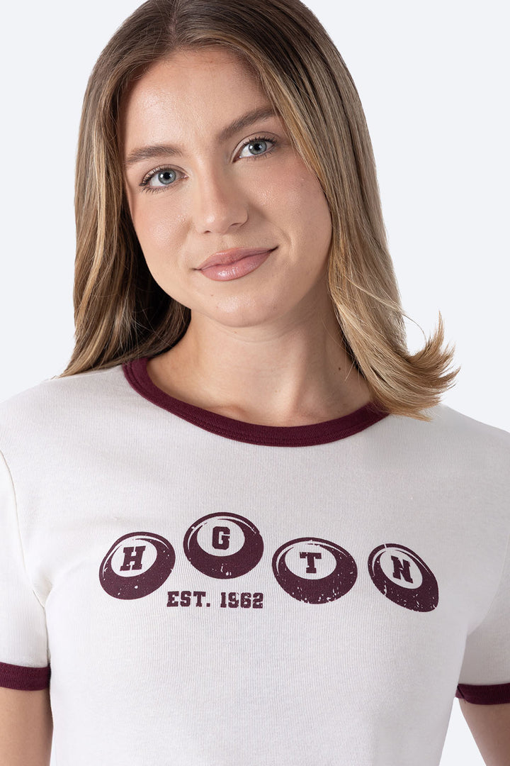 Playera beige bies a contraste vino - Hang Ten