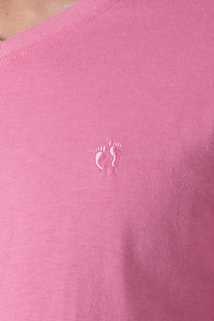 Playera básica cuello v rosa  - Hang Ten 