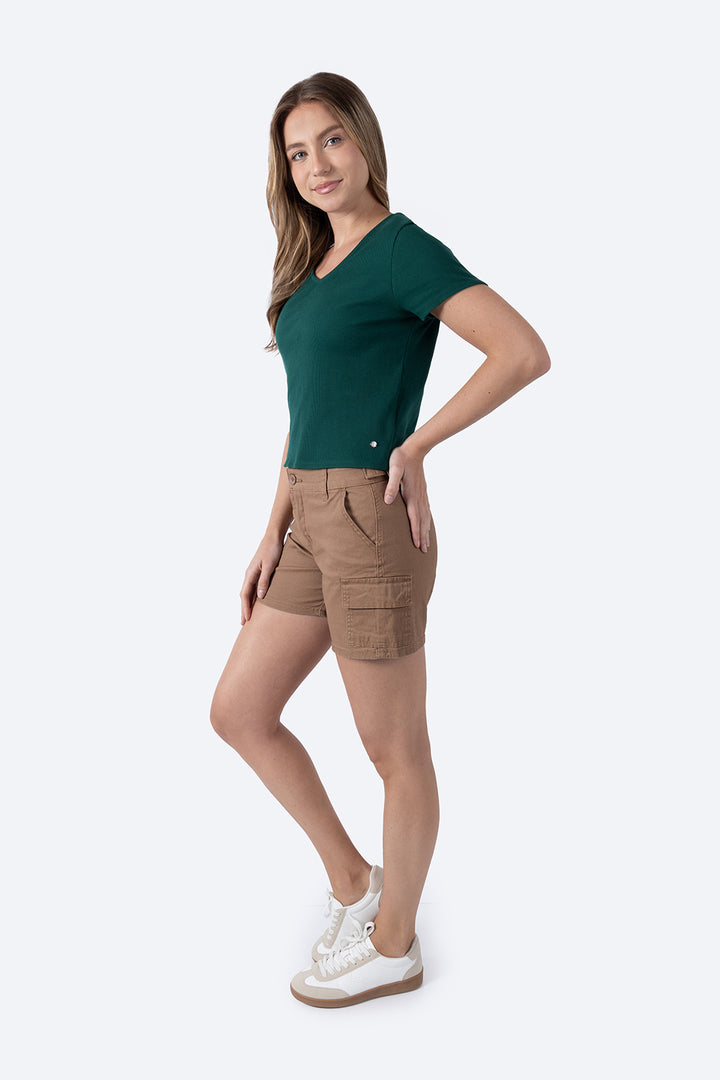 Top verde cuello V con textura - Hang Ten