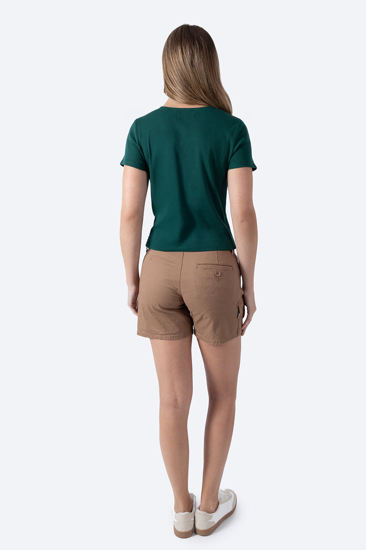 Top verde cuello V con textura - Hang Ten