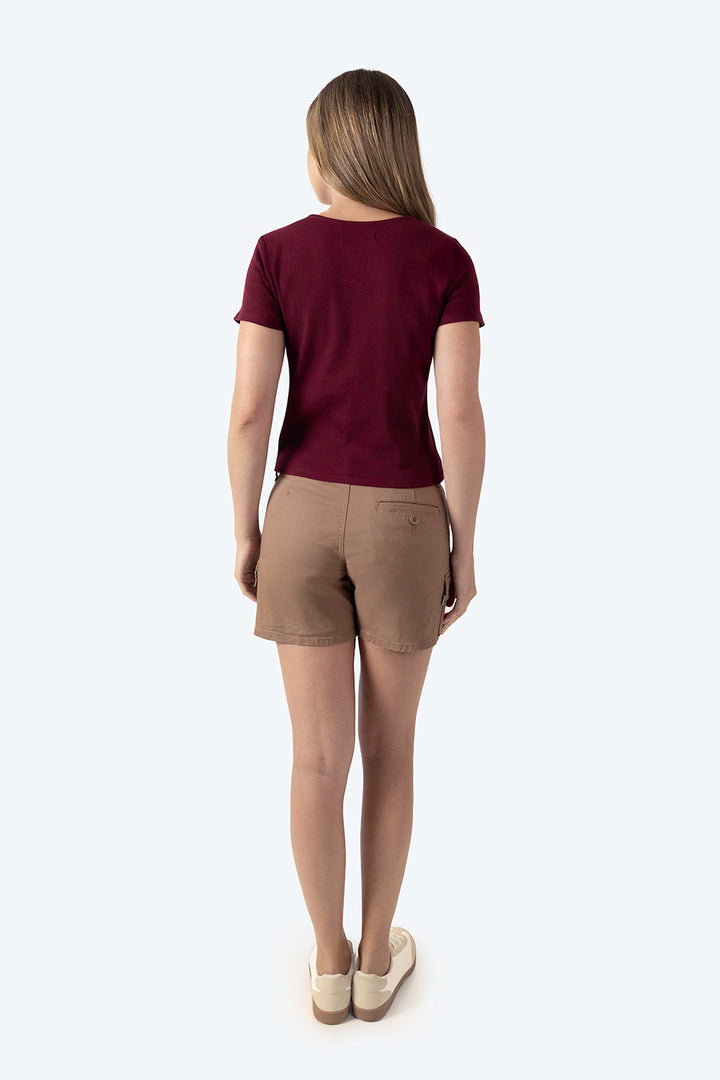Top vino cuello V con textura - Hang Ten