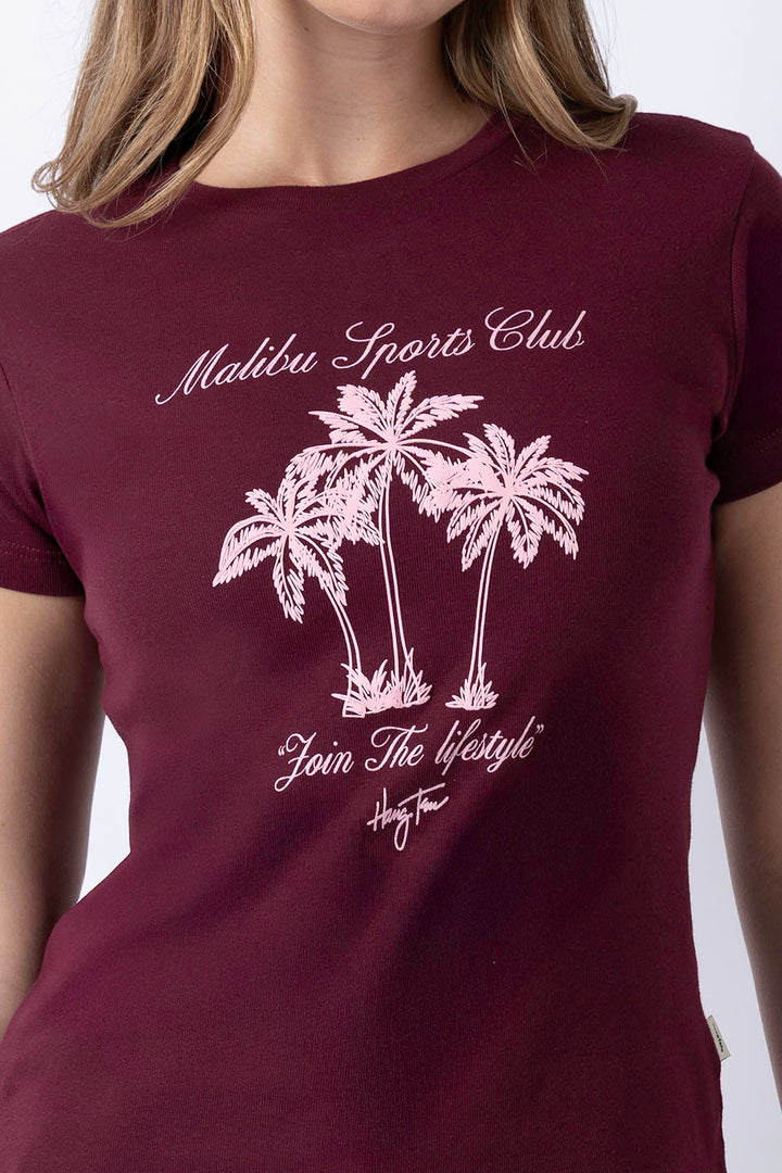 Playera vino estampado palmeras - Hang Ten