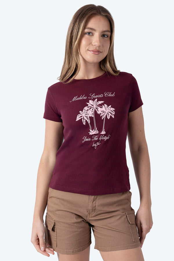 Playera vino estampado palmeras - Hang Ten