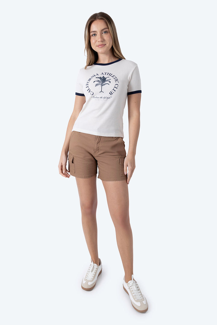 Playera beige bies a contraste azul  - Hang Ten