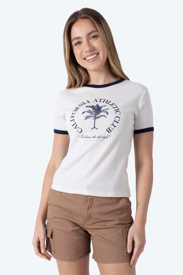 Playera beige bies a contraste azul  - Hang Ten