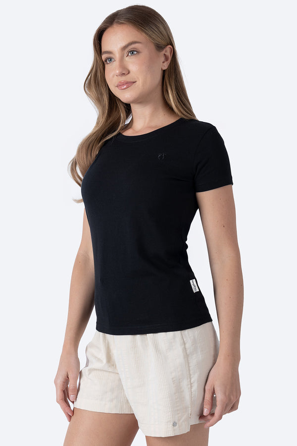 Playera básica negra cuello redondo - Hang Ten
