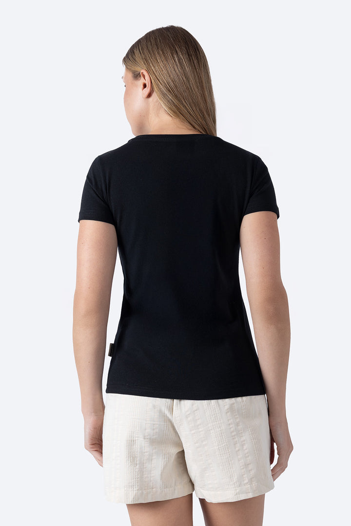 Playera básica negra cuello redondo - Hang Ten
