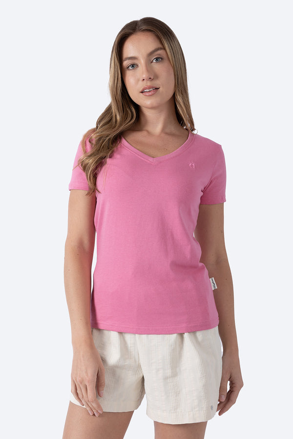 Playera básica rosa cuello V - Hang Ten