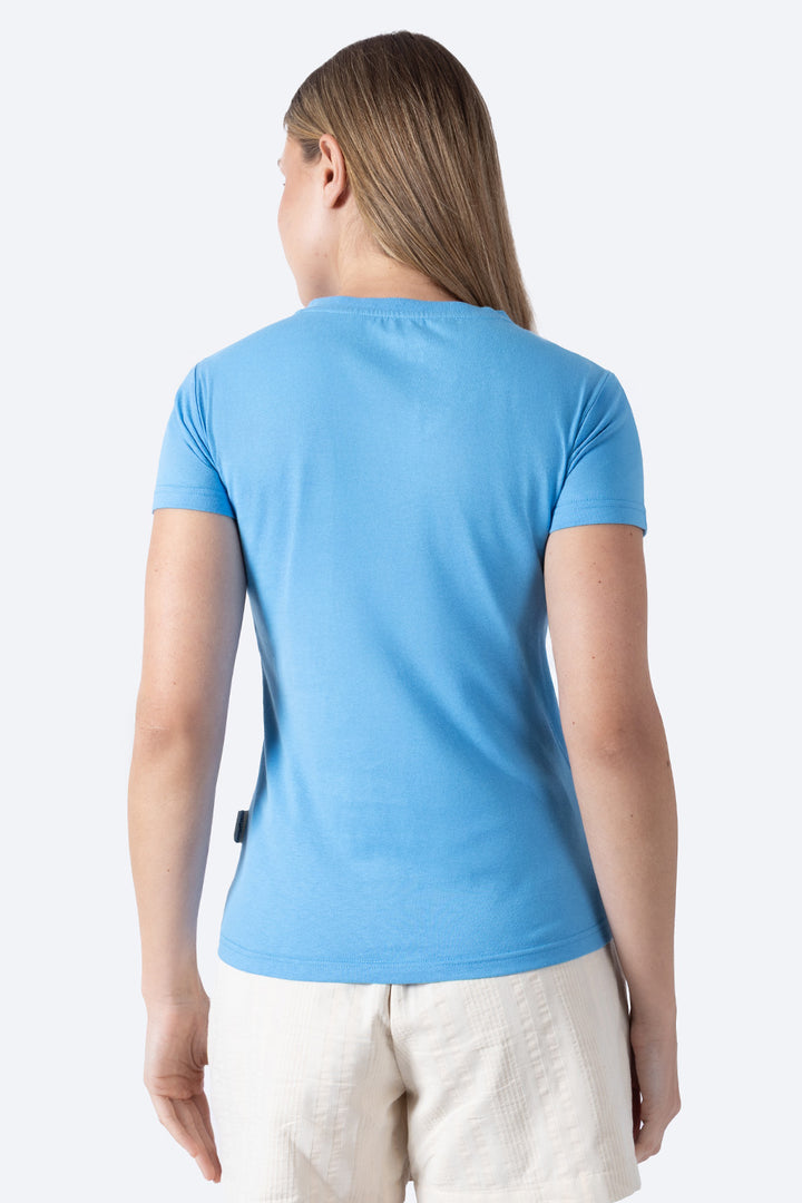 Playera básica azul medio cuello V - Hang Ten