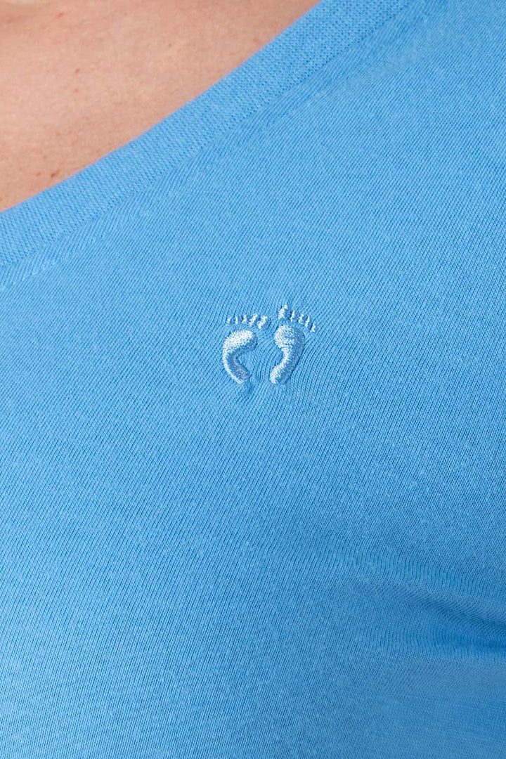 Playera básica azul medio cuello V - Hang Ten