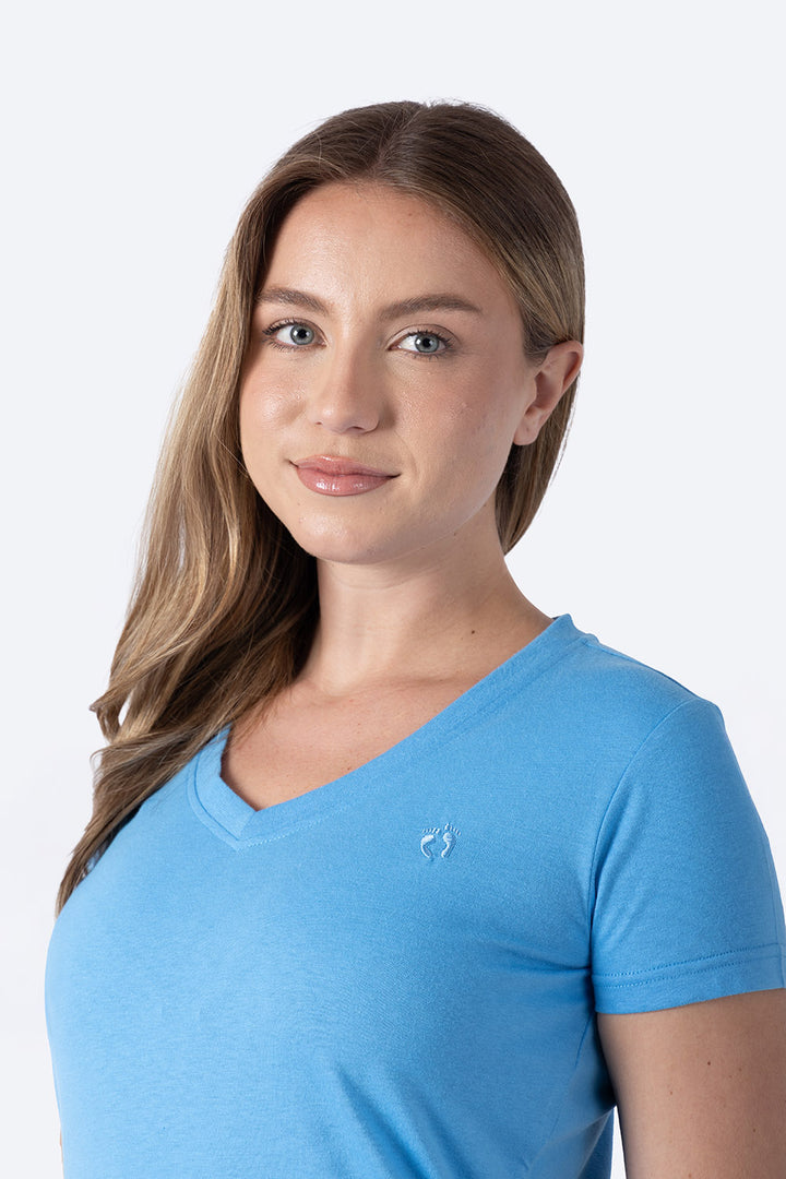 Playera básica azul medio cuello V - Hang Ten