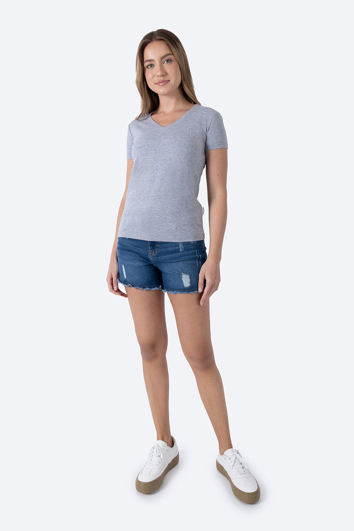 Playera básica gris cuello V - Hang Ten