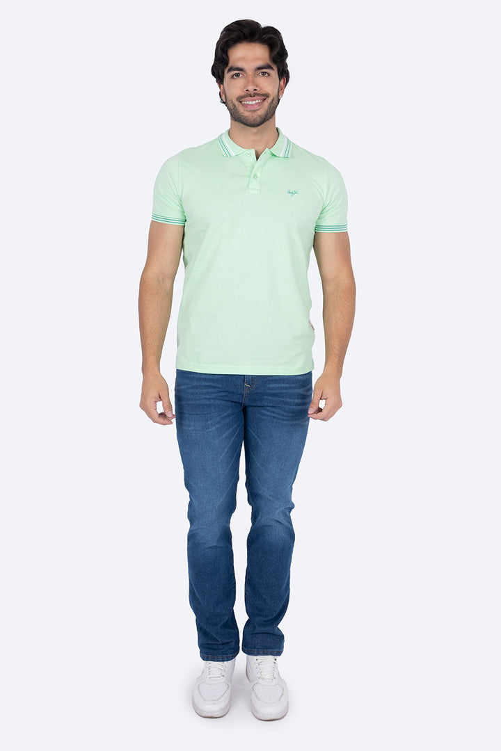 Polo chifón verde filos blanco con verde - Hang Ten 