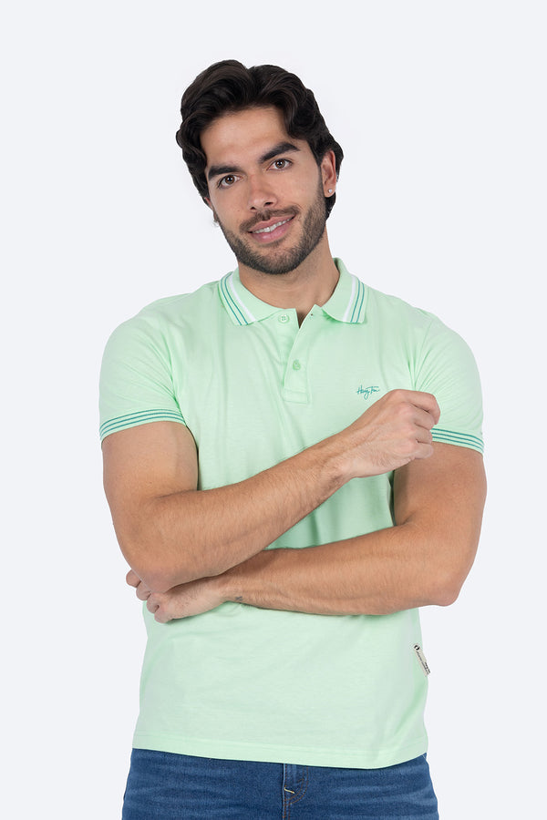 Polo chifón verde filos blanco con verde - Hang Ten 
